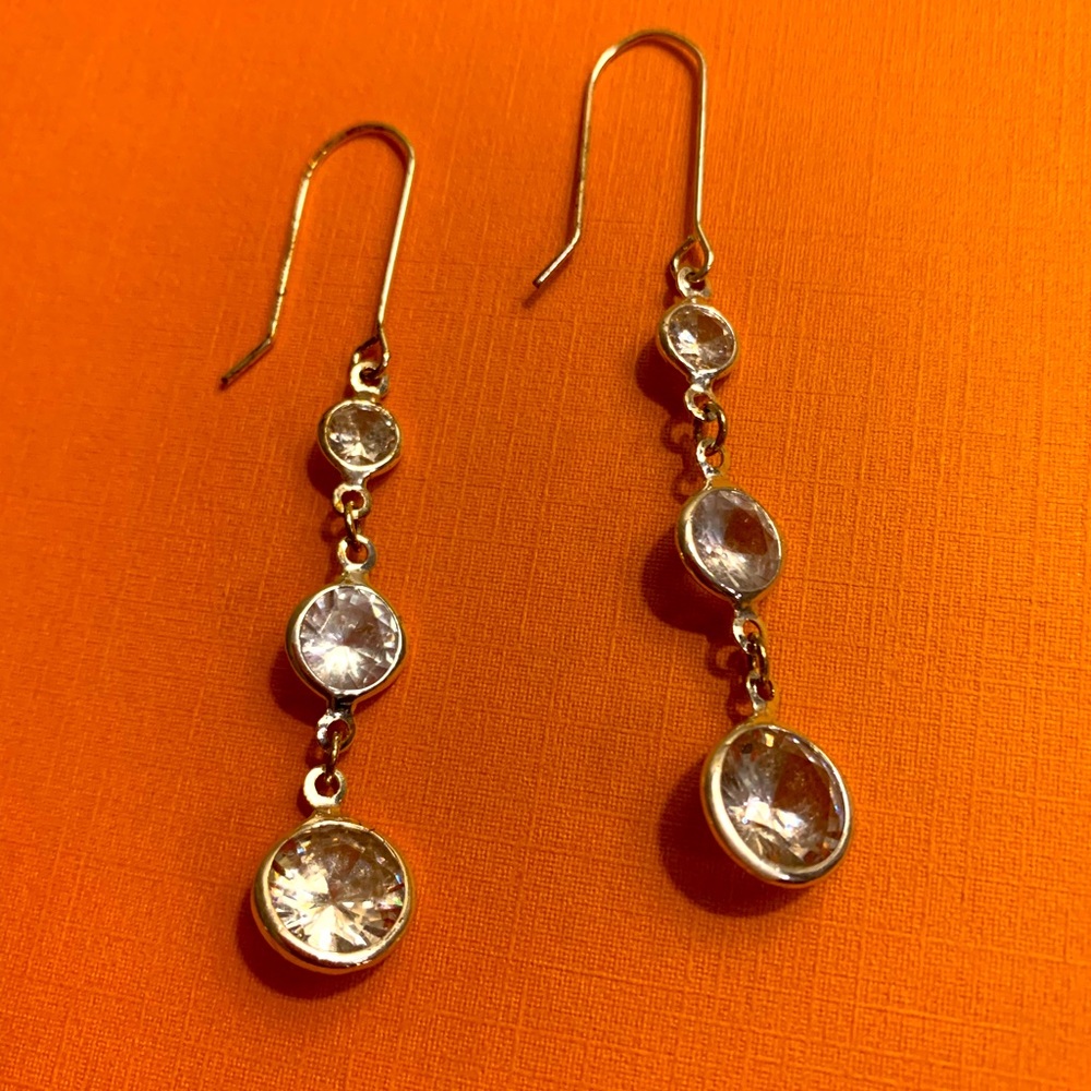 Silver Earrings w/ 3 tiered stones